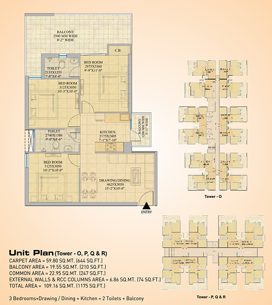 3 BHK - 1175 SQ.FT