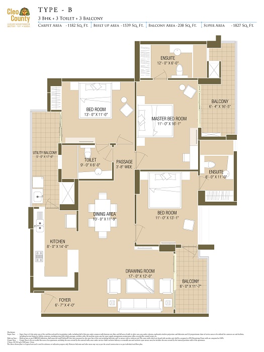 3 BHK + 3 T + 3 BALCONY