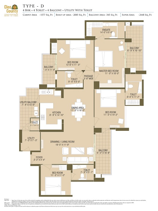 4 BHK + 4 T + 4 BALCONY