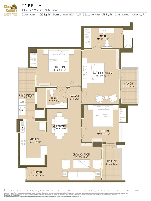 3 BHK + 2 T + 3 BALCONY
